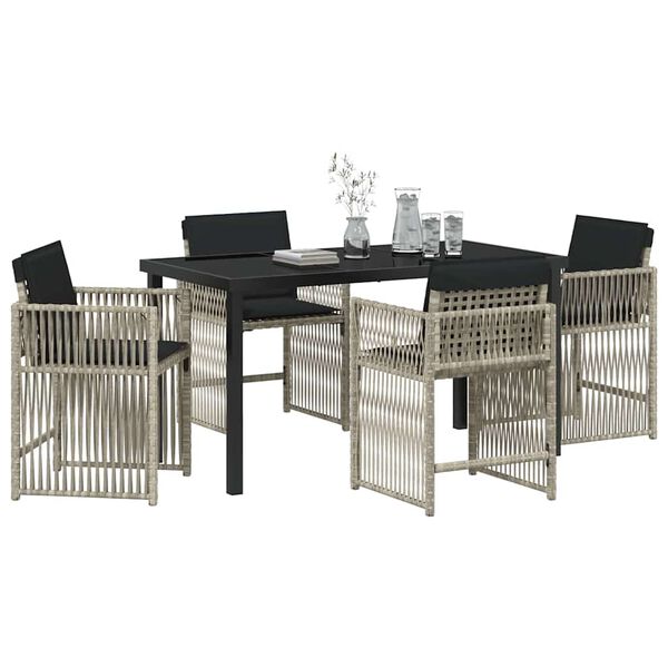 vidaXL Garten Essgruppe 5 pcs Hellgrau Poly-Rattan
