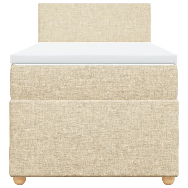 vidaXL Boxspringbett mit Matratze Creme 100x200 cm Stoff