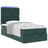 vidaXL Ottoman-Bett mit Matratzen & LEDs Dunkelgrün 90x190 cm Samt