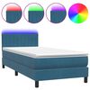 vidaXL Boxspringbett mit Matratze & LED Dunkelblau 100x210 cm Samt