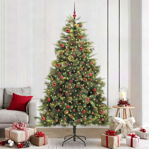 vidaXL K&uuml;nstlicher klappbarer Weihnachtsbaum mit Tannenzapfen 240 cm