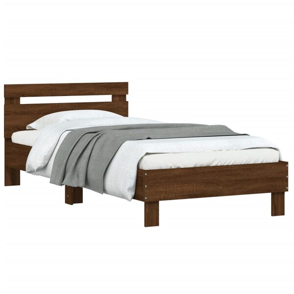 vidaXL Bettgestell ohne Matratze mit Kopfteil Braun Eiche 100x200 cm
