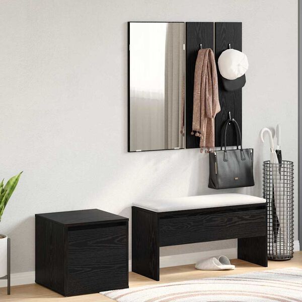 vidaXL Flurm&ouml;bel-Set 3 pcs Schwarz Eichen-Optik 80 x 31 x 40 cm