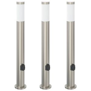 vidaXL Pollerleuchten mit Auslass 3er 80 cm Edelstahl IP44