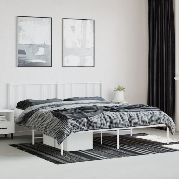 vidaXL Bettgestell mit Kopfteil Metall Wei&szlig; 200x200 cm