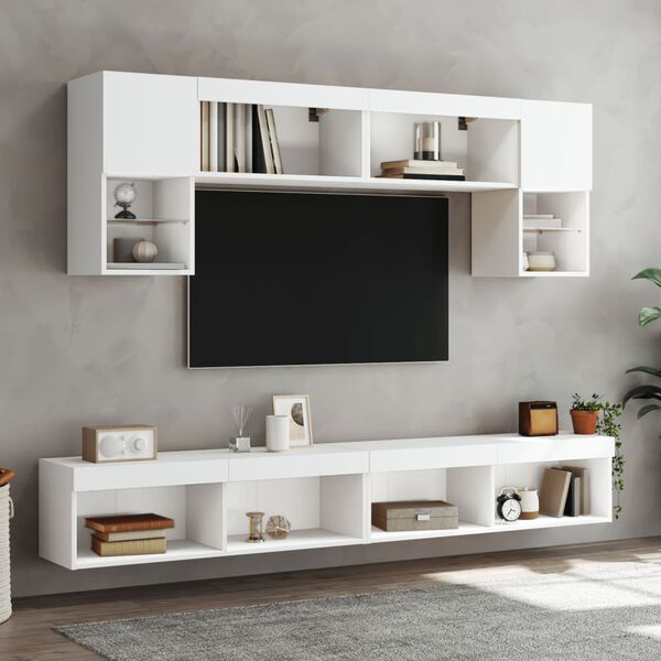 vidaXL TV-Schr&auml;nke mit LED-Leuchten 2 Stk. Wei&szlig; 100x30x30 cm