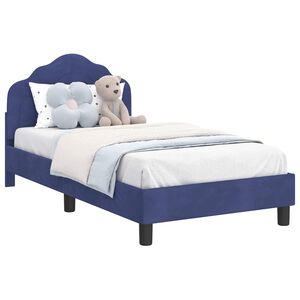 vidaXL Kinderbettgestell mit Kopfteil Polizeiblau 80 x 160 cm Samt