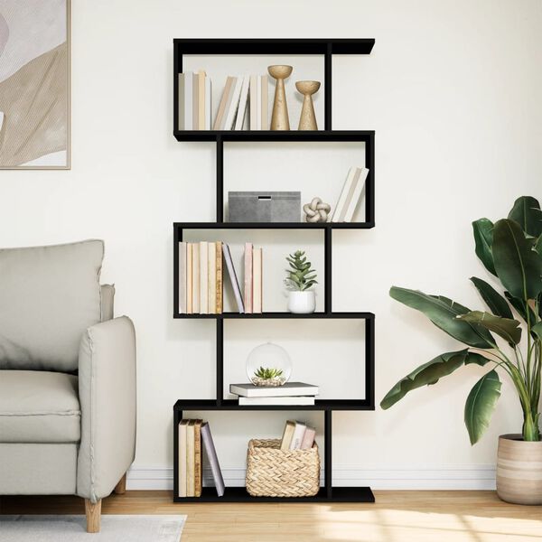 vidaXL Raumteiler-B&uuml;cherregal 5 Etagen Schwarz 70x24x161 cm