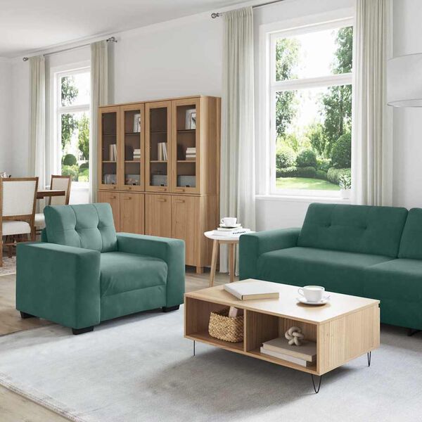 vidaXL Sofa Set 3 pcs Dunkelgr&uuml;n 221 x 80 x 80 cm Samt