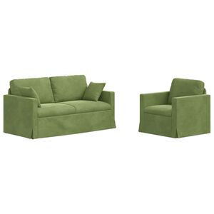 vidaXL Sofa Set 2 stk. Hellgr&uuml;n Samt