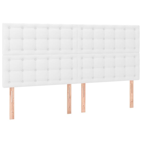 vidaXL LED Kopfteil Wei&szlig; 200x5x118/128 cm Kunstleder