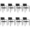 vidaXL 9-tlg. Garten-Essgruppe Schwarz Poly Rattan und Stahl