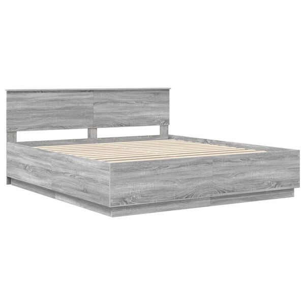 vidaXL Bettrahmen Graues Sonoma 200 x 200 cm Holzwerkstoff