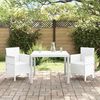 vidaXL Garten Essgruppe 3 pcs Wei&szlig; Polt Rattan