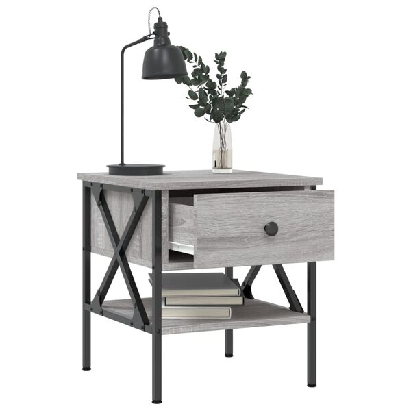 vidaXL Nachttisch Grau Sonoma-Eiche 40x42x45 cm Holzwerkstoff