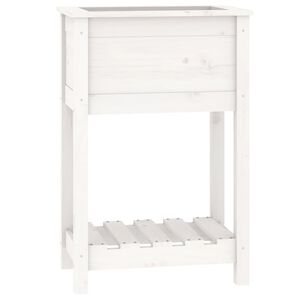 vidaXL Pflanzk&uuml;bel mit Ablage Wei&szlig; 54x34,5x81 cm Massivholz Kiefer
