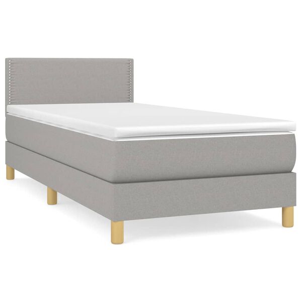 vidaXL Boxspringbett mit Matratze Hellgrau 90x190 cm Stoff
