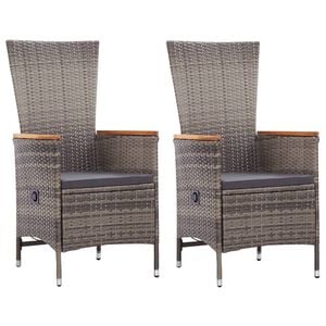 vidaXL Gartenst&uuml;hle 2 Stk. mit Auflagen Poly Rattan Grau