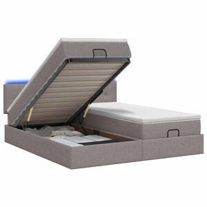 vidaXL Ottoman-Bett mit Matratze und LED Taupe 160 x 200 cm Stoff