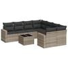 vidaXL 9-tlg. Garten-Sofagarnitur mit Kissen Hellgrau Poly Rattan