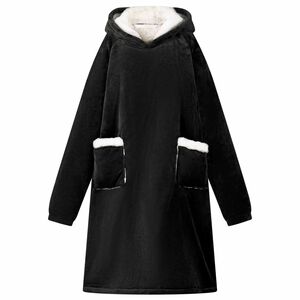 vidaXL Decken-Hoodie Schwarz M Fleece und Flanell