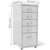 vidaXL Registerschrank mit 5 Schubladen Grau 68,5 cm Stahl