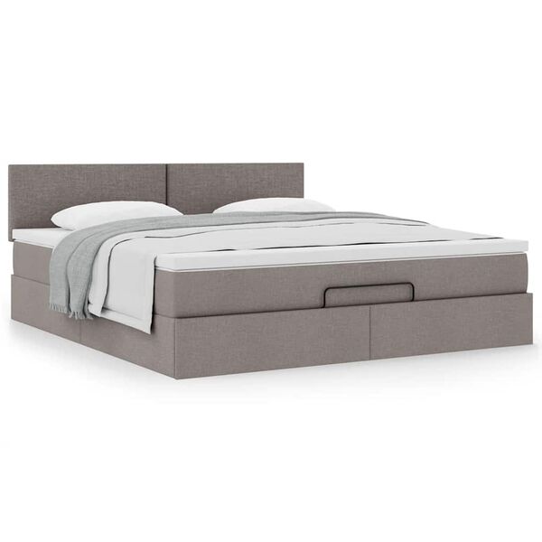 vidaXL Ottoman-Bett mit Matratze Taupe 160x200 cm Stoff