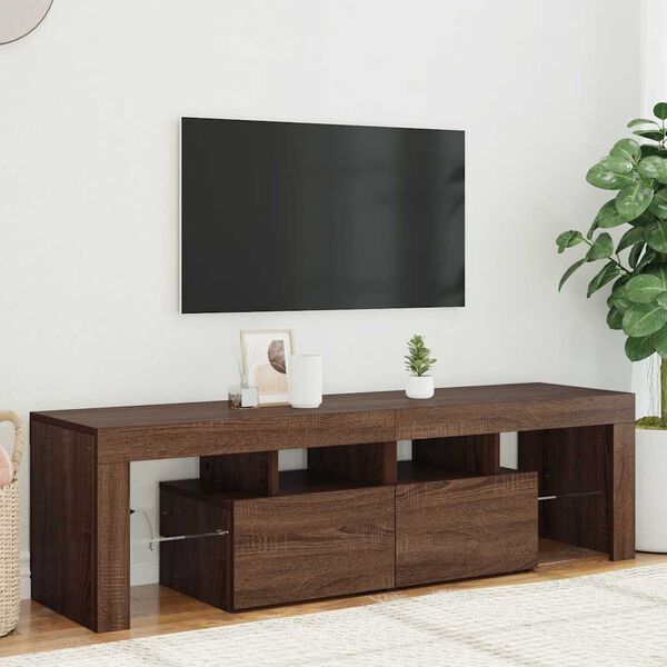 vidaXL TV-Schrank mit LED-Leuchten Braun Eichen-Optik 140x36,5x40 cm