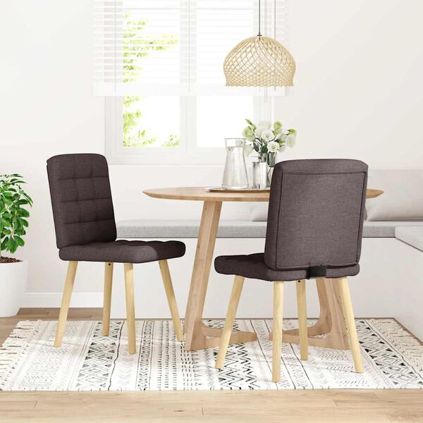 vidaXL Esszimmerstühle 2 Stk. Dunkelbraun Stoff