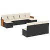 vidaXL 10-tlg. Garten-Sofagarnitur mit Kissen Schwarz Poly Rattan
