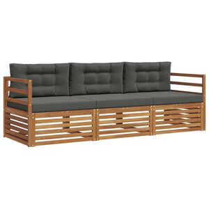 vidaXL Outdoor-Sofagarnitur 3 stk. Natur und Anthrazit