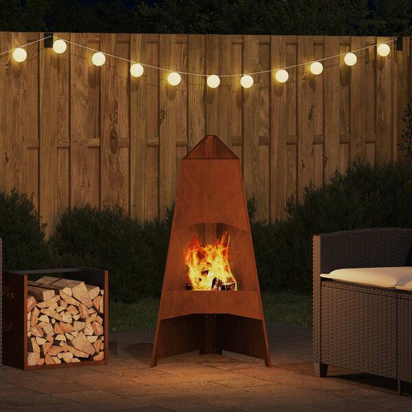 vidaXL Feuerstelle Braun 50 x 50 x 95 cm Wetterfeststahl