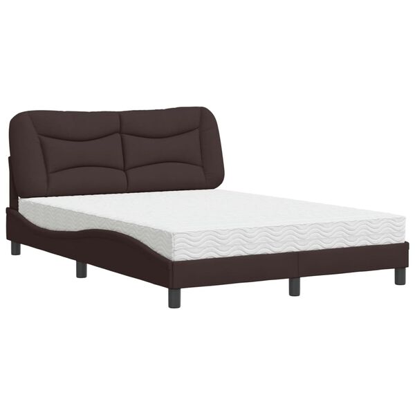 vidaXL Bett mit Matratze "Hvar" Dunkelbraun 120x200 cm Stoff