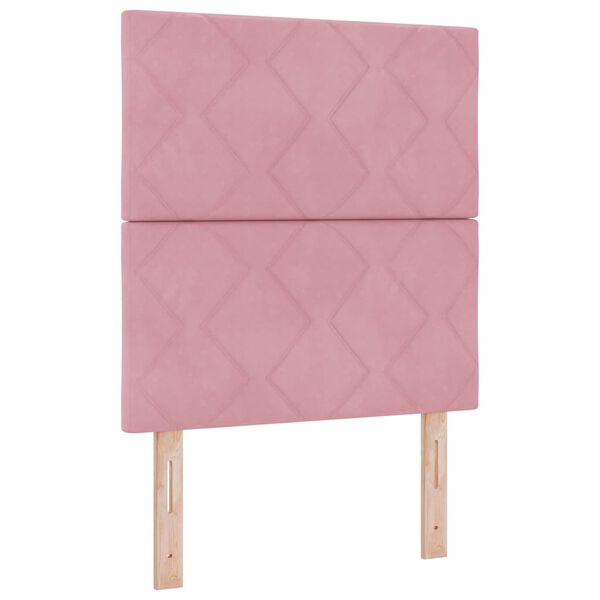 vidaXL LED Boxspringbett mit Matratze Rosa 80 x 200 cm Stoff
