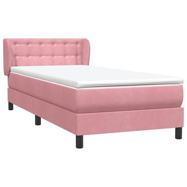 vidaXL Boxspringbett mit Matratze Rosa 80x210 cm Samt