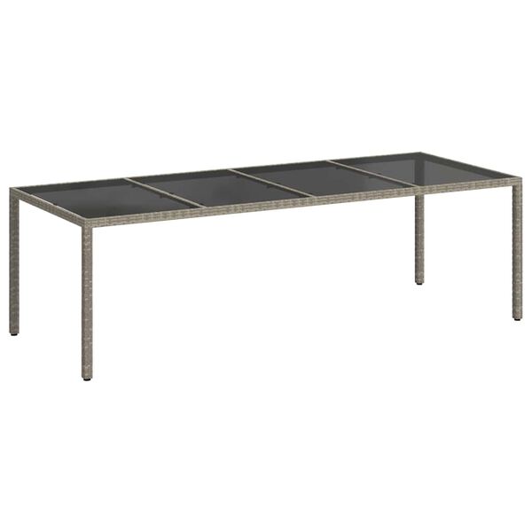 vidaXL Gartentisch Grau 250x100x75 cm Hartglas und Poly Rattan