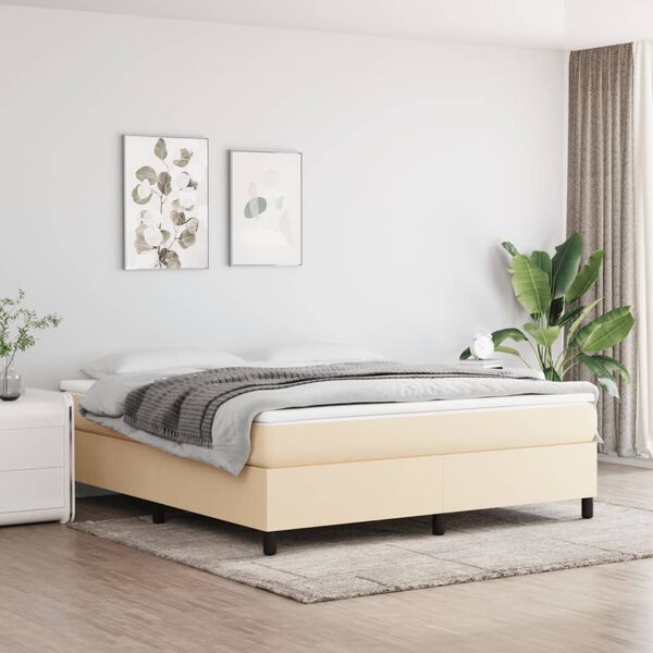 vidaXL Boxspringbettgestell Creme 180x200 cm Stoff