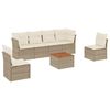 vidaXL 7-tlg. Garten-Sofagarnitur mit Kissen Beige Poly Rattan