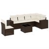 vidaXL 7-tlg. Garten-Sofagarnitur mit Kissen Braun Poly Rattan