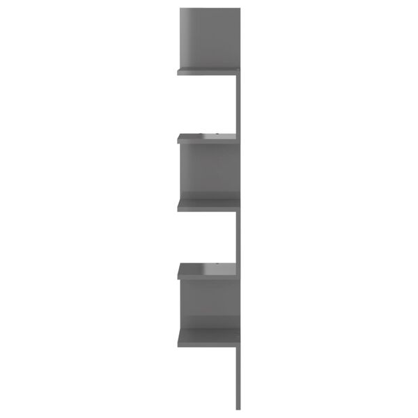 vidaXL Wand-Eckregal Hochglanz-Grau 20x20x127,5 cm Holzwerkstoff