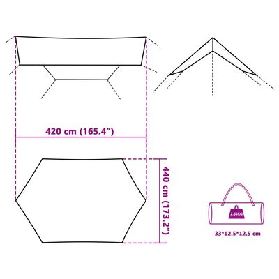 vidaXL Tarp Grün 420x440 cm Wasserdicht