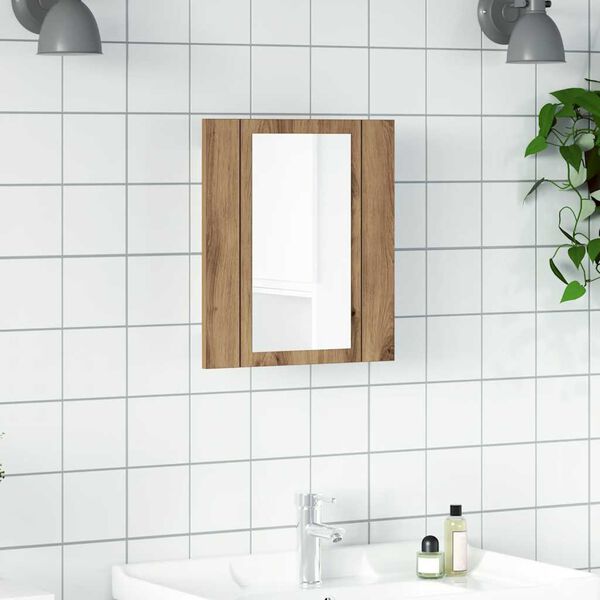 vidaXL LED-Spiegelschrank Artisan-Eiche 40x12x45 cm Holzwerkstoff