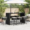 vidaXL 9-tlg. Gartenbar-Set mit Kissen Schwarz Poly Rattan