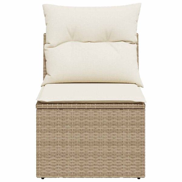vidaXL Gartensessel ohne Armlehnen mit Kissen Beige Poly Rattan