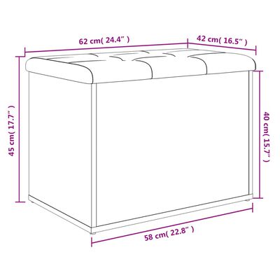 vidaXL Sitzbank mit Stauraum Betongrau 62x42x45 cm Holzwerkstoff