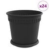 vidaXL Blument&ouml;pfe 24 Stk. Schwarz Kunststoff