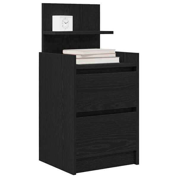 vidaXL Nachttisch mit 2 Schubladen Schwarz 38x34x80 cm