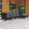 vidaXL 5-tlg. Garten-Lounge-Set mit Kissen Schwarz Kiefernholz