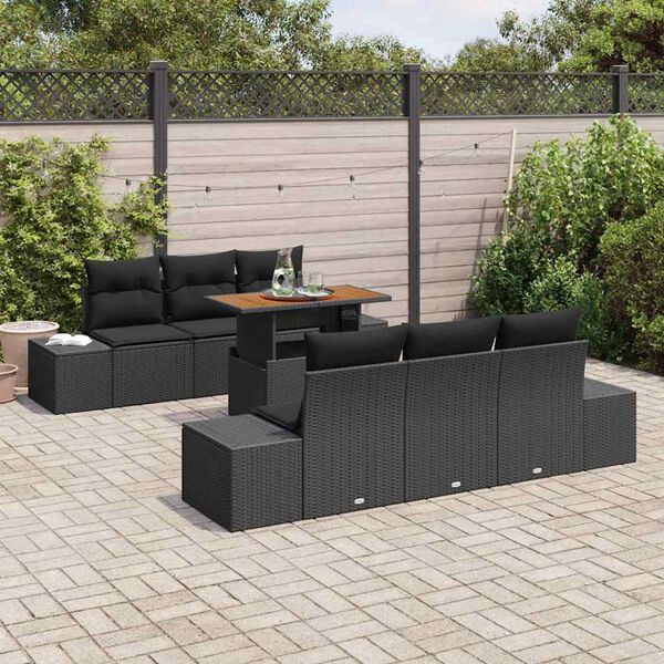 vidaXL Garten Essgruppe mit Kissen 7 pcs Schwarz und Braun
