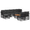 vidaXL Outdoor-Sofagarnitur 10 Stk. Schwarz und Dunkelgrau Polyester